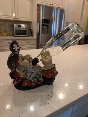 Pirate Wine Bottle Holder Vintage Bar Decor Nautical Resin Novelty Beachcombers